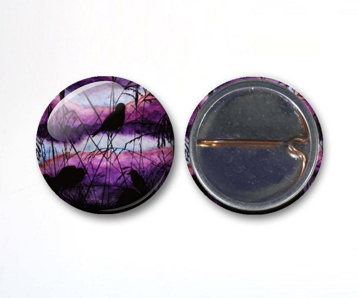 PinkPolish Design Buttons "Birds" Button Pack - 3-Pack Pin Back Button, 1 Inch