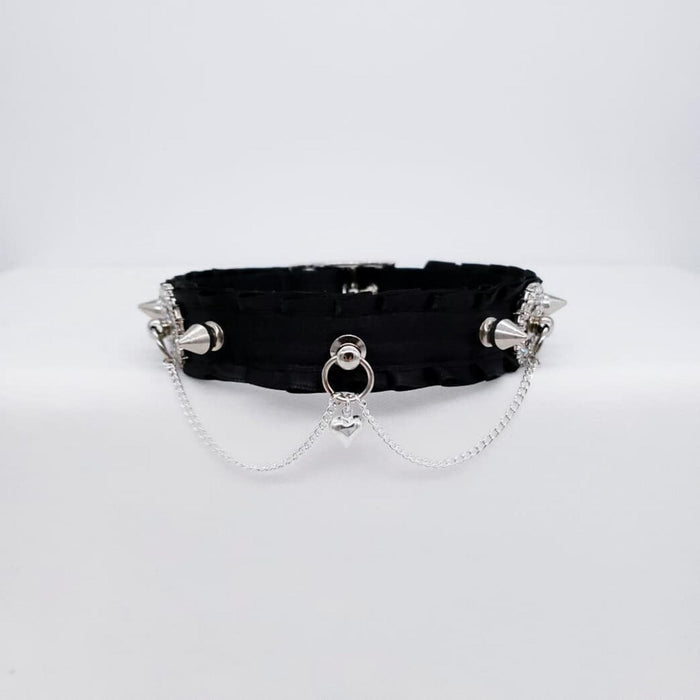 Black and Silver Spiked Sparkling Collar