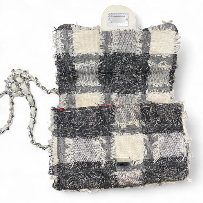 Black and white plaid purse