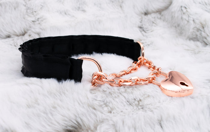 Black Front-Locking Martingale BDSM Collar
