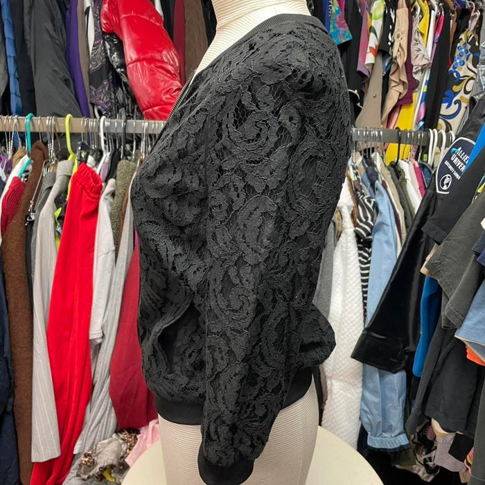 Black lace bomber jacket