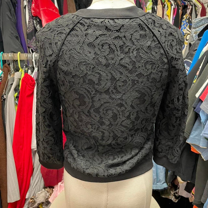 Black lace bomber jacket