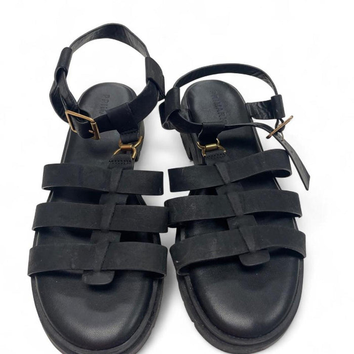Black leather sandals