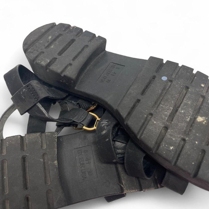 Black leather sandals