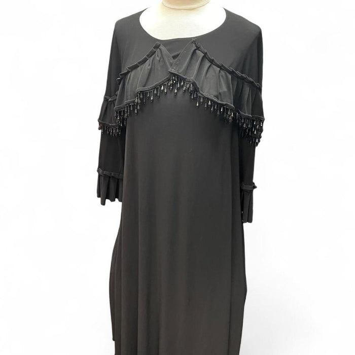 Black maxi dress with ruffles