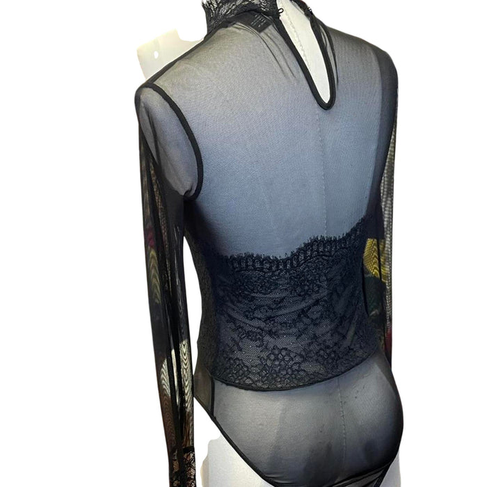 Black mesh lace long sleeve