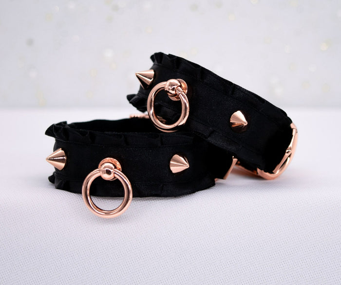 Black O-Ring Spiked Luxury Cuffs