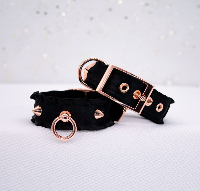 Black O-Ring Spiked Luxury Cuffs