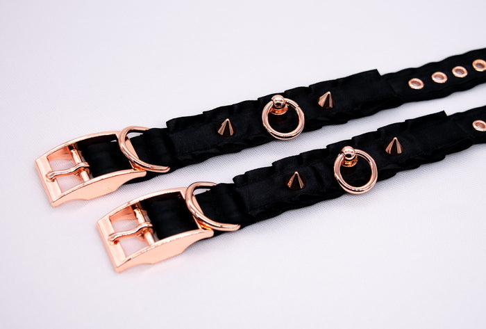 Black O-Ring Spiked Luxury Cuffs