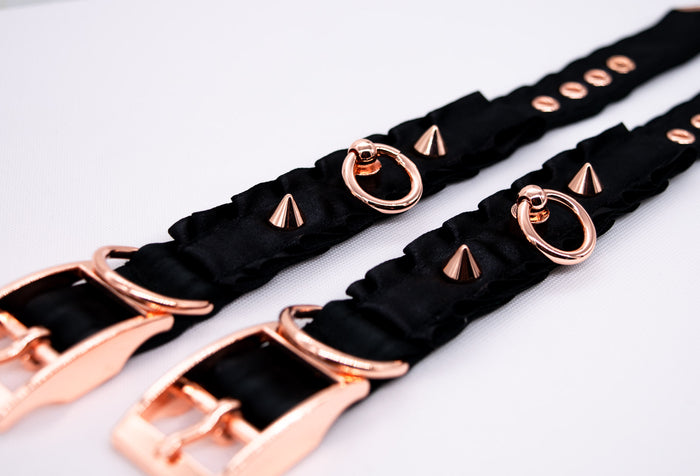 Black O-Ring Spiked Luxury Cuffs