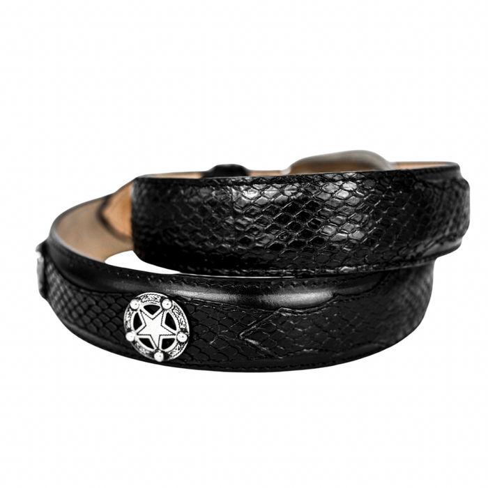 BLACK PYTHON/LEATHER  WESTERN BELT