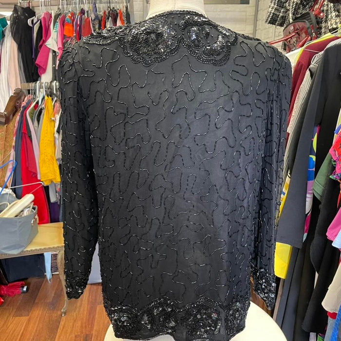 Black sequin and beaded cardigan