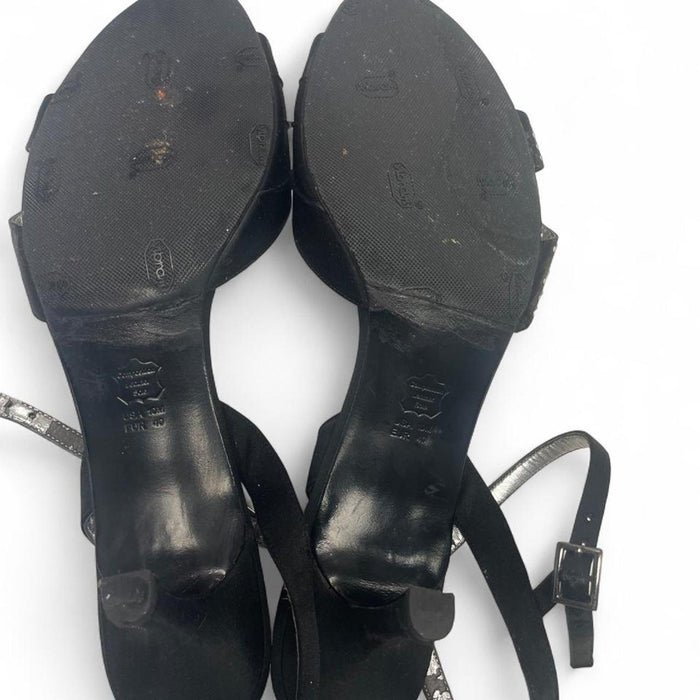 Black studded heels with silver