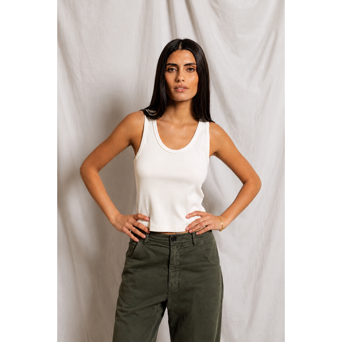 Blondie Tank in Bright Ivory