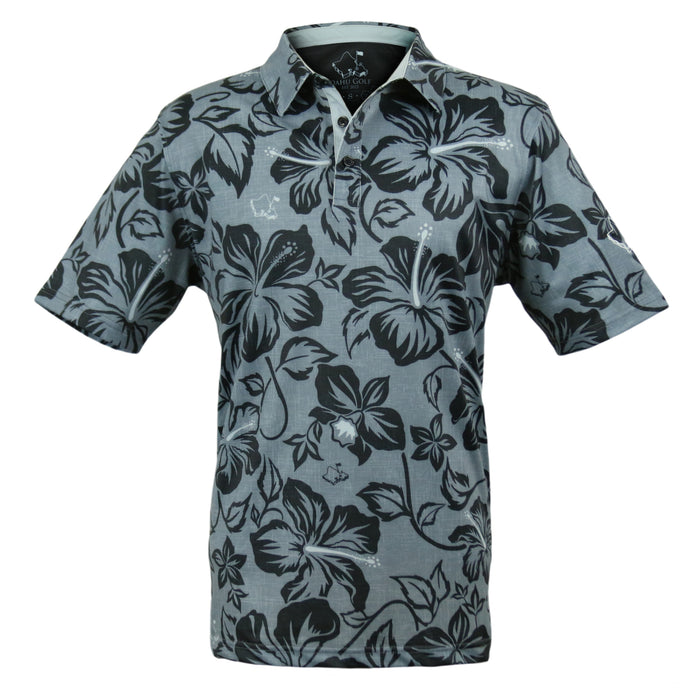 "Bloom" Black Smoke - OGA Men's Polo - Smoke Gray / Black