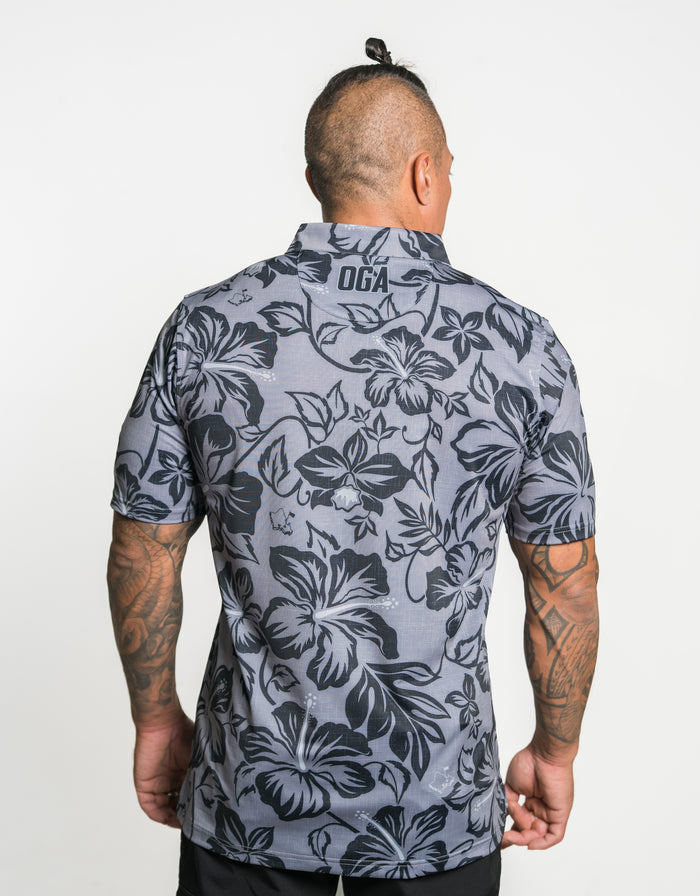 "Bloom" Black Smoke - OGA Men's Polo - Smoke Gray / Black