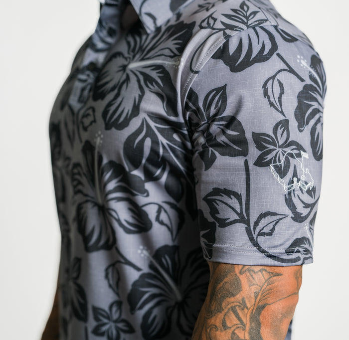 "Bloom" Black Smoke - OGA Men's Polo - Smoke Gray / Black