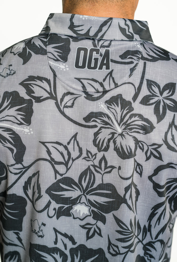 "Bloom" Black Smoke - OGA Men's Polo - Smoke Gray / Black