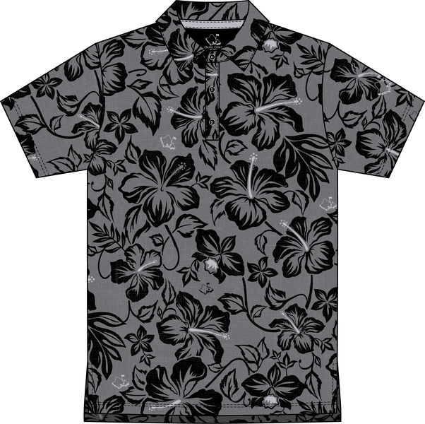 "Bloom" Black Smoke - OGA Youth Polo - Smoke Gray / Black