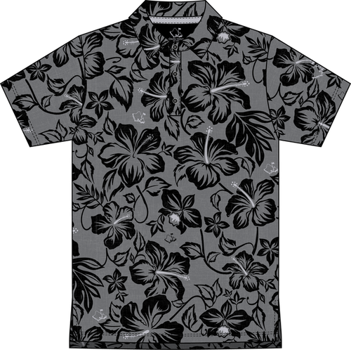 "Bloom" Black Smoke - OGA Youth Polo - Smoke Gray / Black