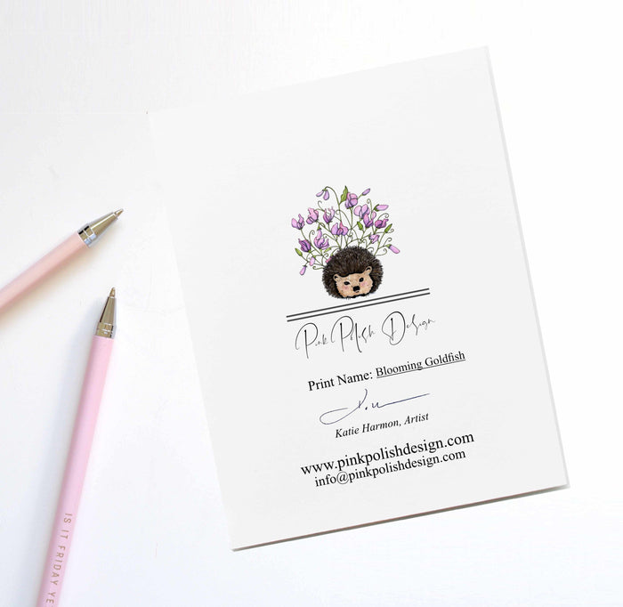 PinkPolish Design Note Cards "Blooming Goldfish" Handmade Notecard