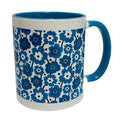 Blue flowers coffee mug with blue handle