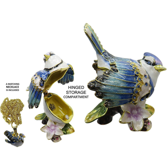 Blue Jay Jeweled Trinket Box Austrian Crystals
