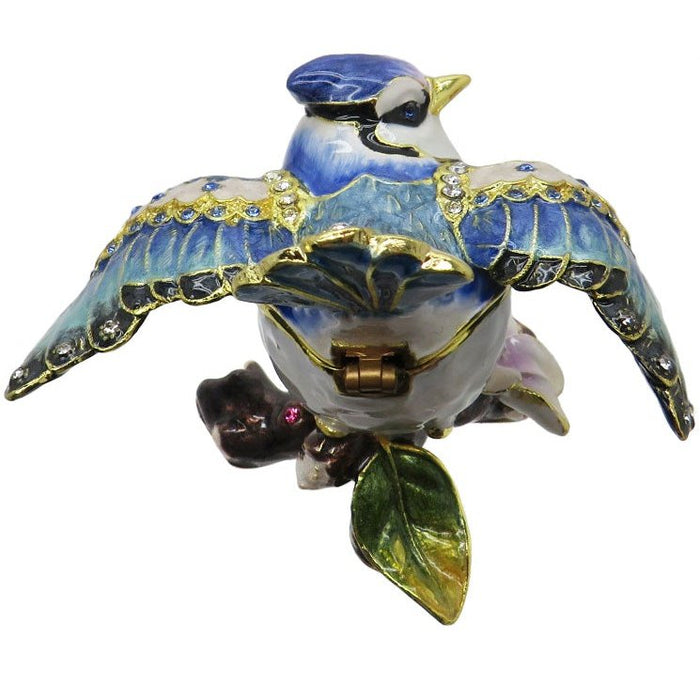 Blue Jay Jeweled Trinket Box Austrian Crystals