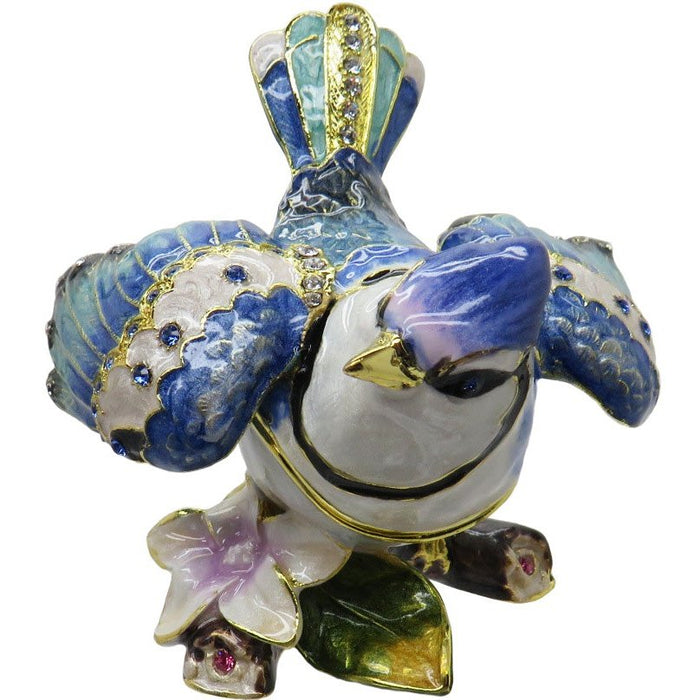 Blue Jay Jeweled Trinket Box Austrian Crystals