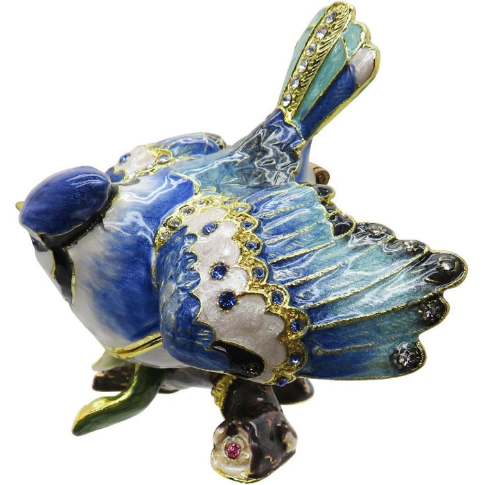 Blue Jay Jeweled Trinket Box Austrian Crystals