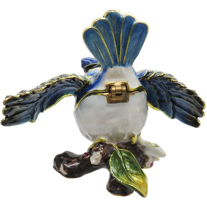 Blue Jay Jeweled Trinket Box Austrian Crystals
