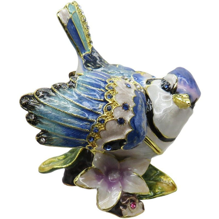 Blue Jay Jeweled Trinket Box Austrian Crystals