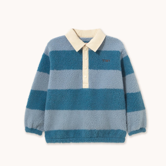 Blue Stripes Sherpa Collar Sweatshirt - KIDS