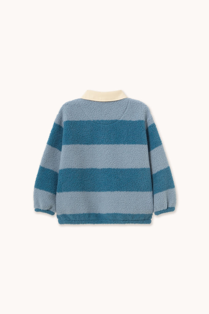 Blue Stripes Sherpa Collar Sweatshirt - KIDS