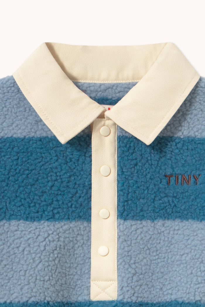 Blue Stripes Sherpa Collar Sweatshirt - KIDS
