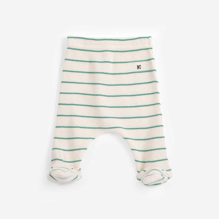 Bobo Choses stripes footed leggings Green - NEWBORN