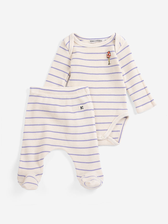 Bobo Choses stripes footed leggings Lila - NEWBORN