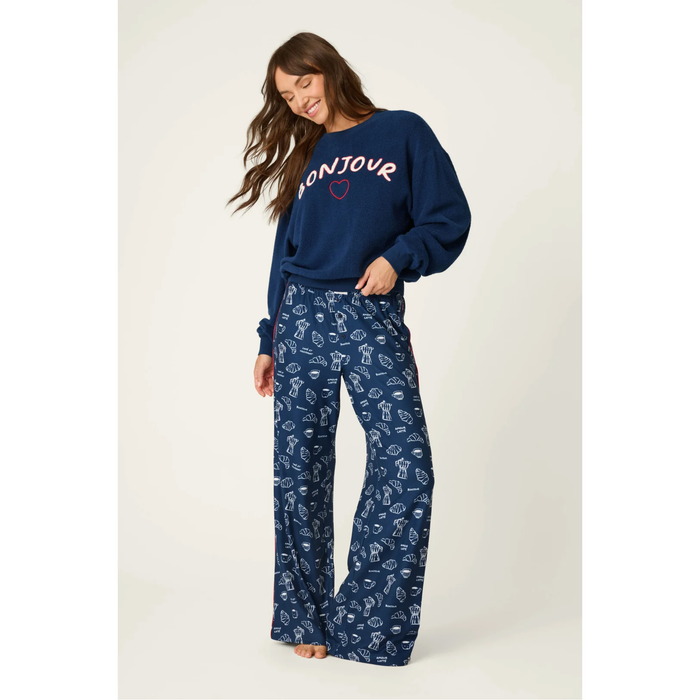Bonjour Babe French Breakfast Print Pajama Pants