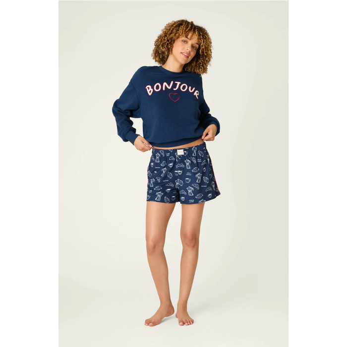 Bonjour Babe French Breakfast Print Pajama Shorts