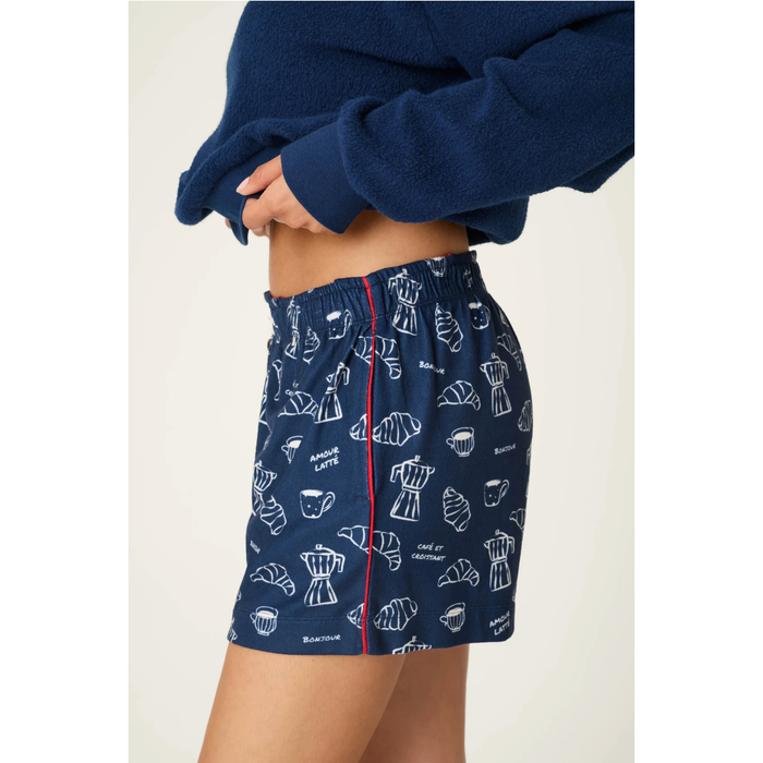 Bonjour Babe French Breakfast Print Pajama Shorts