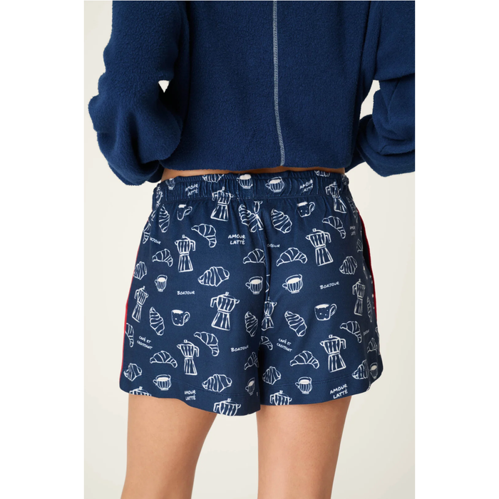 Bonjour Babe French Breakfast Print Pajama Shorts