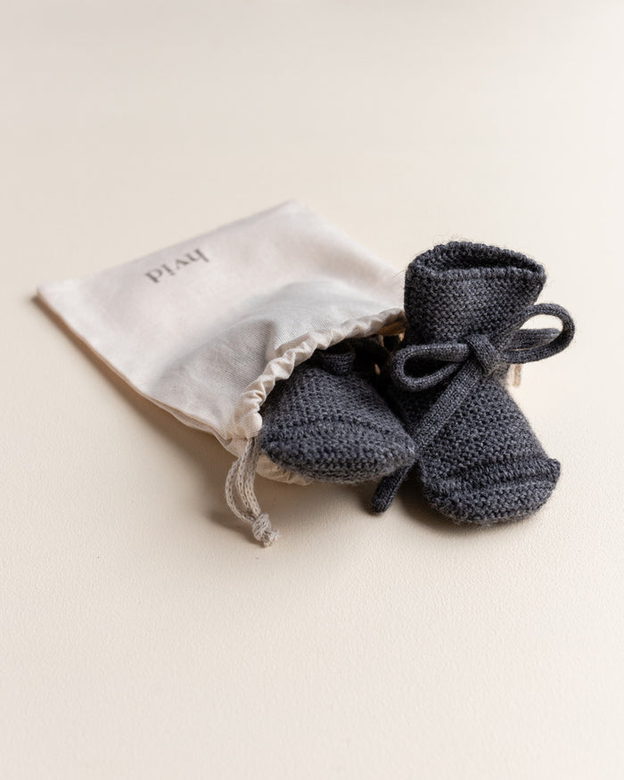 Booties 0-9m - Charcoal