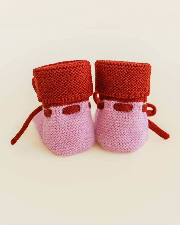 Booties 0-9m - cotton candy/red