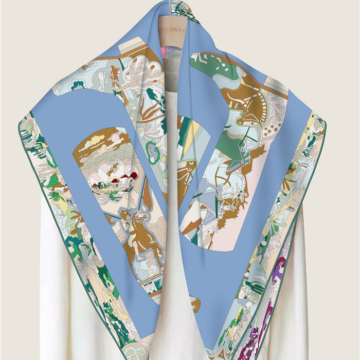 Boots Blue & Pink Double Print Scarf / 90cm