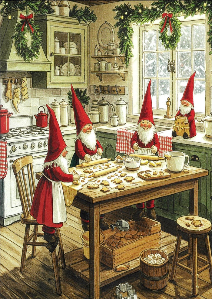 Boxed cards, Gnomes Baking Cookies