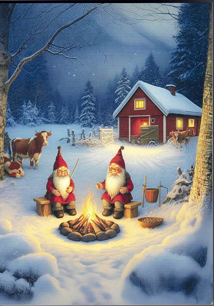 Boxed cards, Gnomes by the Fire with Cow