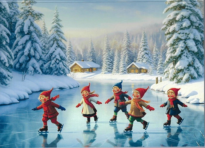 Boxed cards, Skating Children
