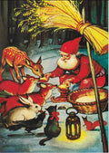 Boxed cards, Tomte Feeding Animals