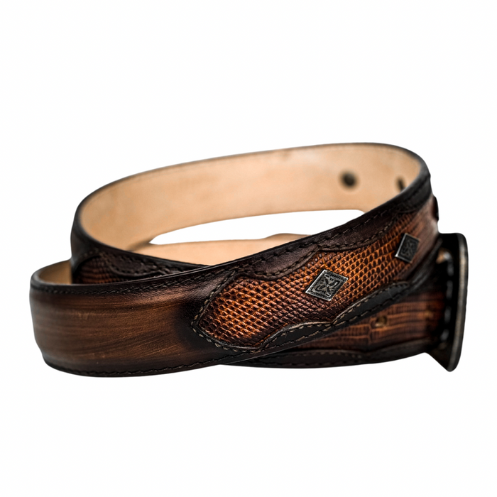 BROWN LIZARD/LEATHER  WESTERN BELT