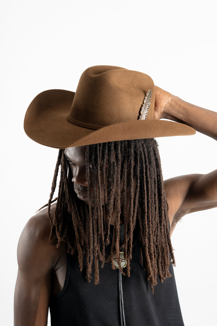 BROWN WESTERN HAT (FEATHER)